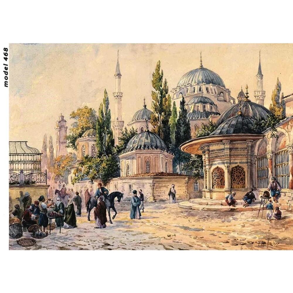 Pair of Ottoman Istanbul Scene Decorative Tapestry Pillow Covers